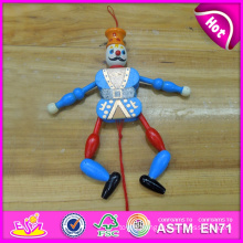 2016 Funny Toy Wooden Clown Toys, Best Sale Wooden Clown Doll Toys, Popular Baby Wooden Puppet Toy W02A058e